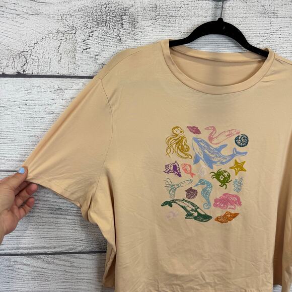 Shein Curve Plus Size Cream Nautical Graphic Short Sleeve Crop Tee Size 5XL - Picture 3 of 5
